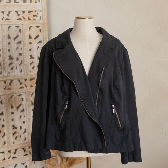 Lane Bryant Black Knit Moto Jacket‎ size 28 - Picture 7 of 12